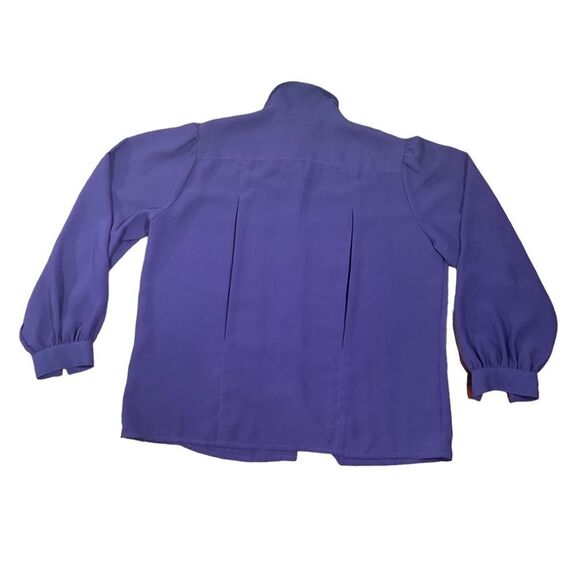 La Blouse Women’s Size 18W/38 Purple Silky Pleated Blouse Long Sleeve Top Shirt - Picture 6 of 12